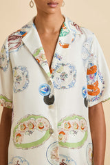Tilda Córdoba Ivory Seafood Pajamas in Silk Twill