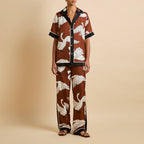 Tilda Inés Brown Swan Pajamas in Silk Twill