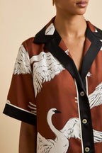 Tilda Inés Brown Swan Pajamas in Silk Twill