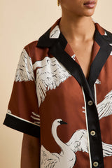 Tilda Inés Brown Swan Pajamas in Silk Twill