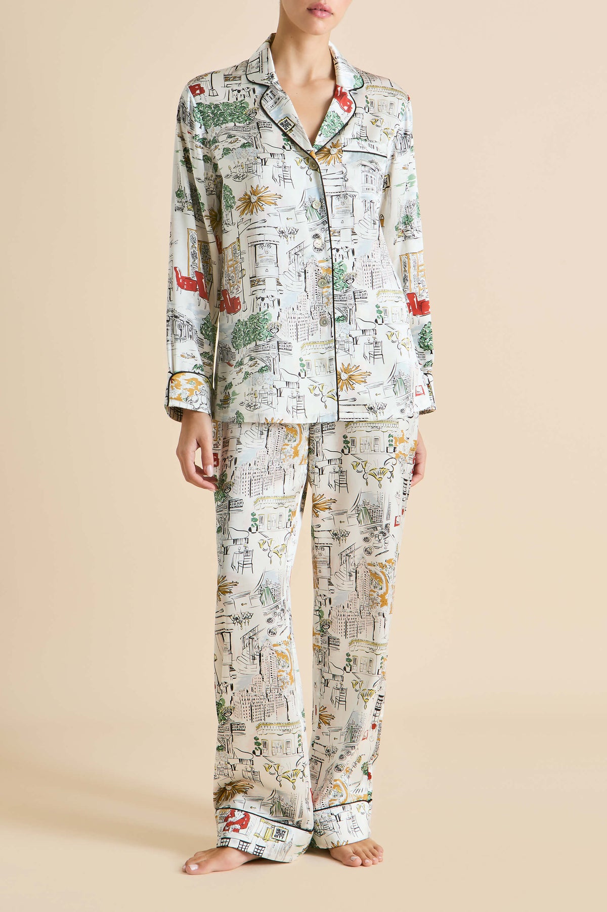 Lila Carlyle Ivory Pajamas in Silk Satin