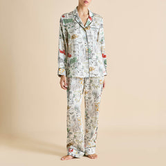 Lila Carlyle Ivory Pajamas in Silk Satin