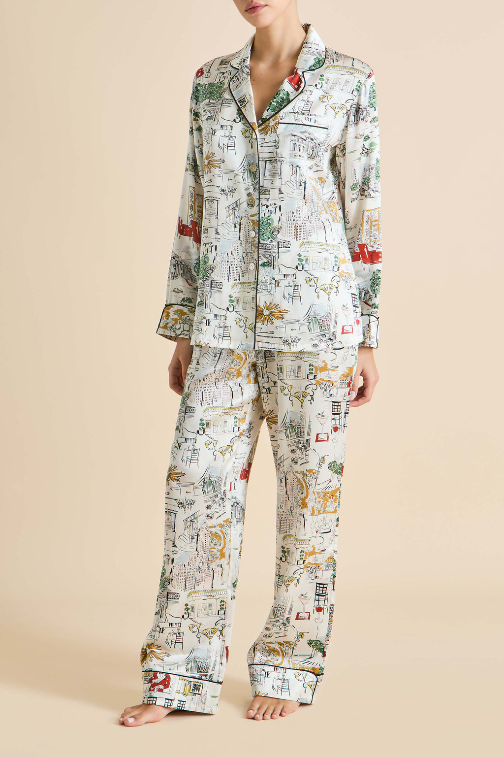 Lila Carlyle Ivory Pajamas in Silk Satin
