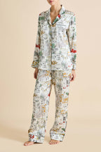 Lila Carlyle Ivory Pajamas in Silk Satin