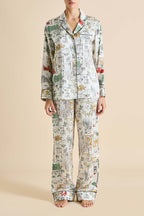 Lila Carlyle Ivory Pajamas in Silk Satin