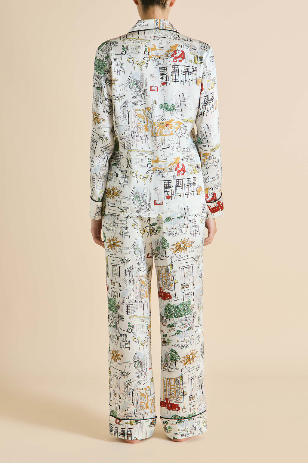 Lila Carlyle Ivory Pajamas in Silk Satin