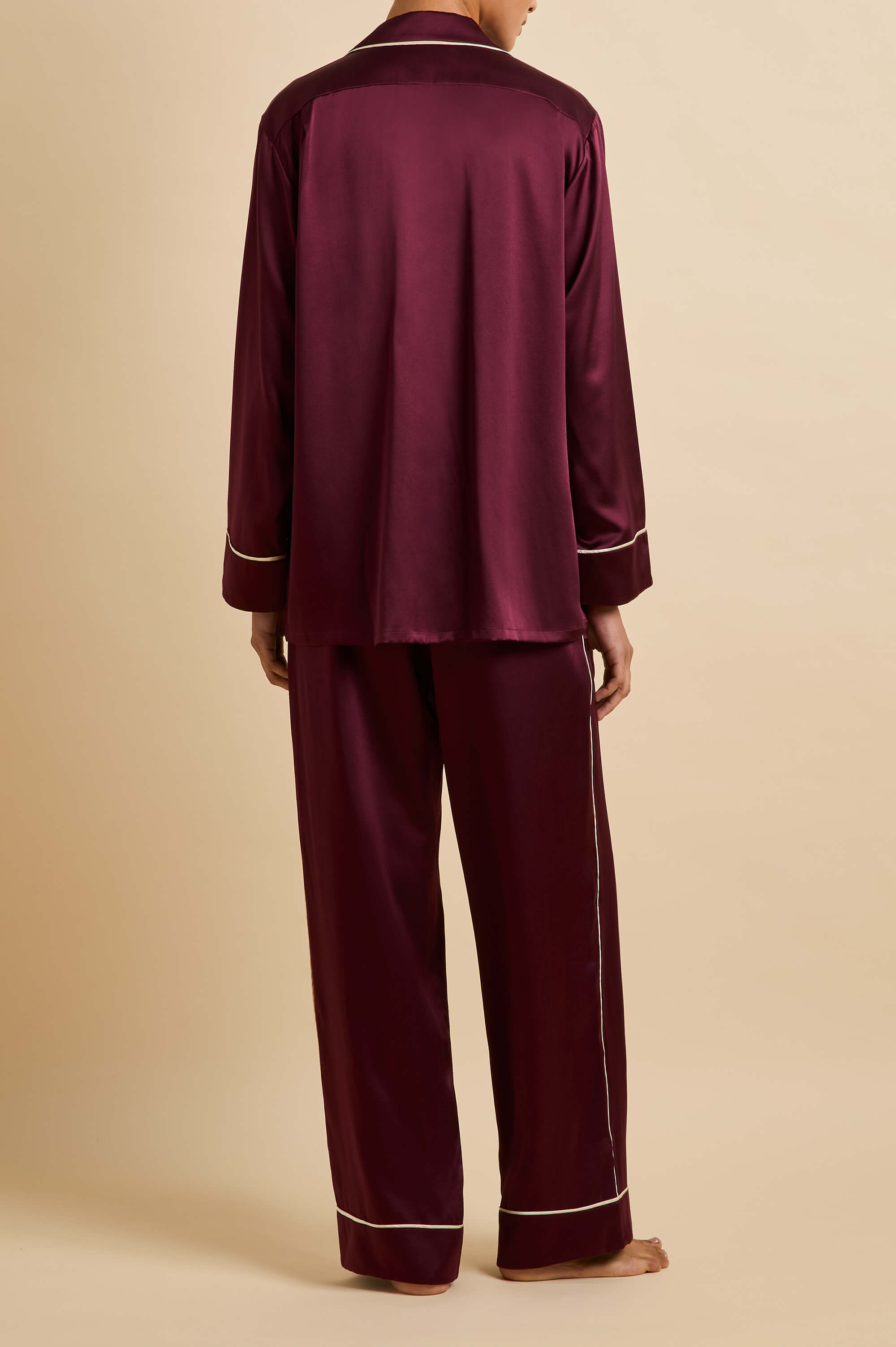 Yves Burgundy Pajamas in Silk Satin