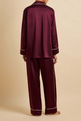 Yves Burgundy Pajamas in Silk Satin
