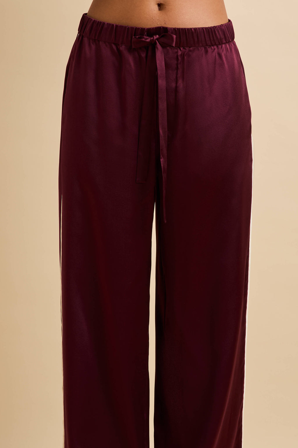 Yves Burgundy Pajamas in Silk Satin