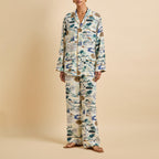 Yves Cadaqués Cream Landscape Pajamas in Silk Crêpe de Chine