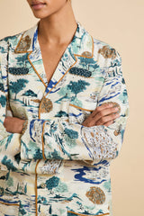 Yves Cadaqués Cream Landscape Pajamas in Silk Crêpe de Chine