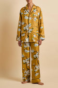 Yves Carmena Yellow Blossom Pyjamas in Silk Twill