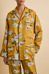 Yves Carmena Yellow Blossom Pyjamas in Silk Twill