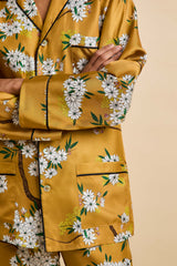 Yves Carmena Yellow Blossom Pyjamas in Silk Twill