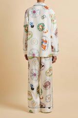 Yves Córdoba Ivory Seafood Pajamas in Silk Twill
