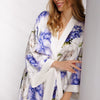 Peony Allure Long Silk Kimono Style Robe In