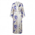 Peony Allure Long Silk Kimono Style Robe In