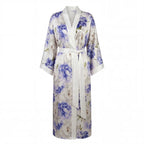 Peony Allure Long Silk Kimono Style Robe In