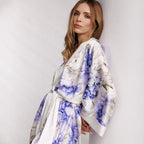 Peony Allure Short Silk Kimono Style Robe