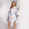 Peony Allure Short Silk Kimono Style Robe