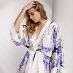 Peony Allure Short Silk Kimono Style Robe