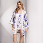 Peony Allure Short Silk Kimono Style Robe