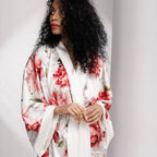 Peony Allure Short Silk Kimono Style Robe