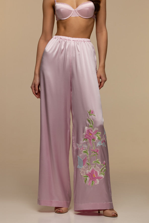 B20 Floral Embroidered Silk Pants