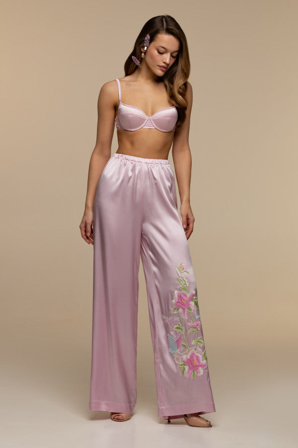 B20 Floral Embroidered Silk Pants