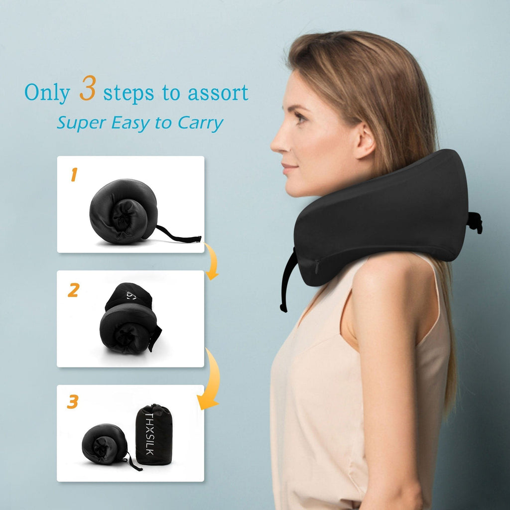 Silk Travel Neck Pillow Comfortable Support Easy Travel