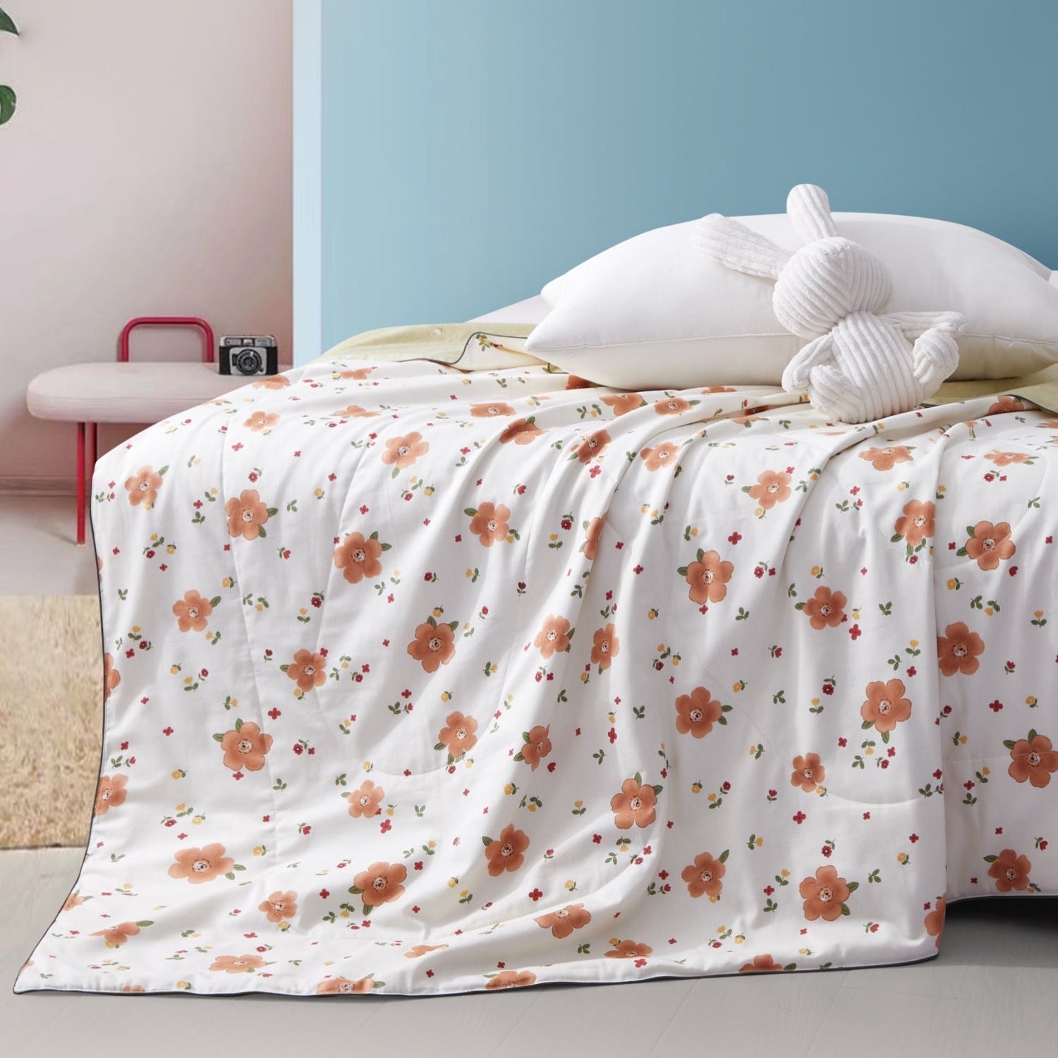 Floral Summer Silk Cooling Blanket