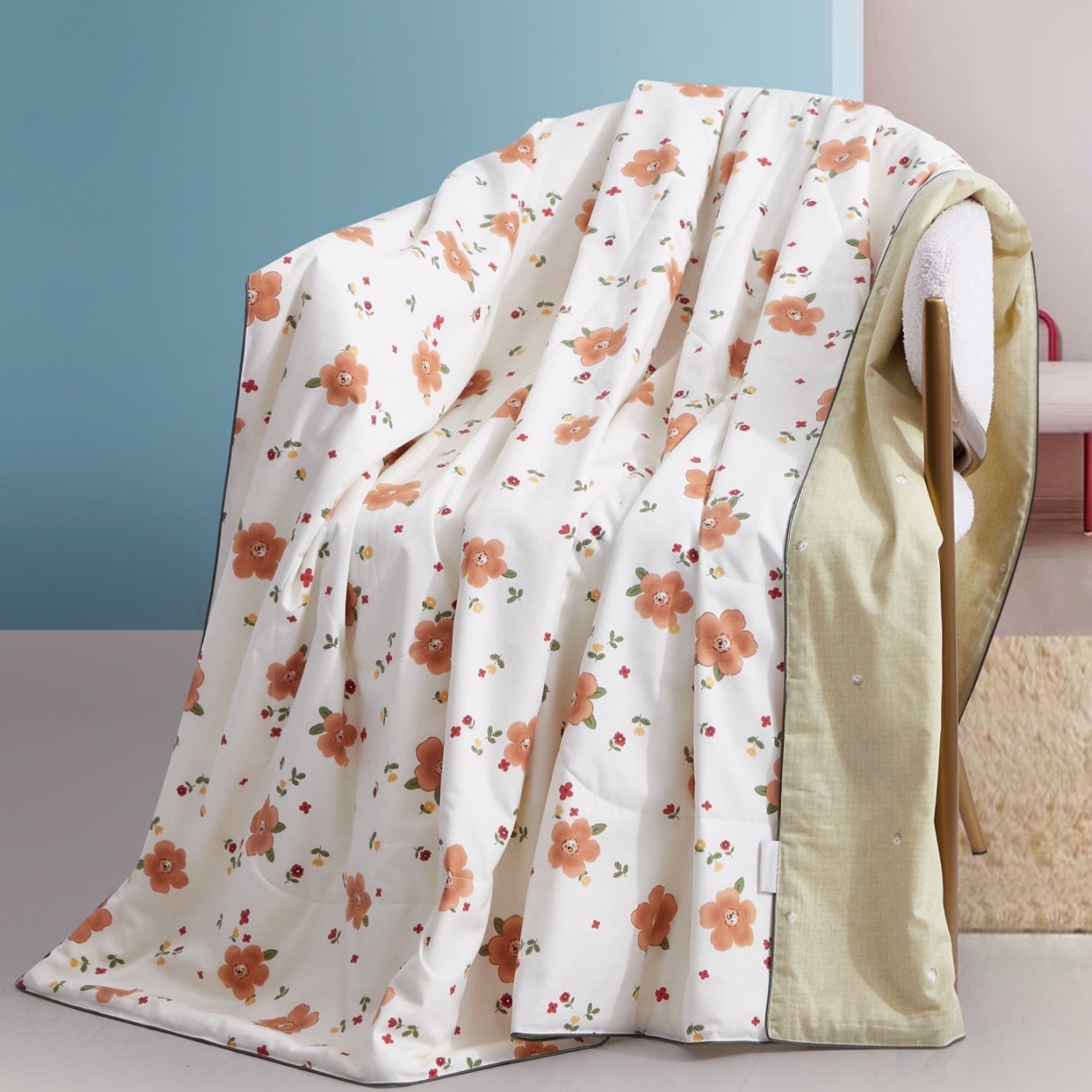 Floral Summer Silk Cooling Blanket