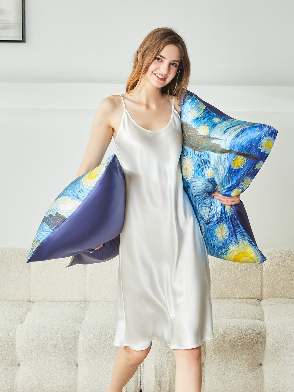 Van Gogh Inspired Premium Silk Pillowcase – Starry Night
