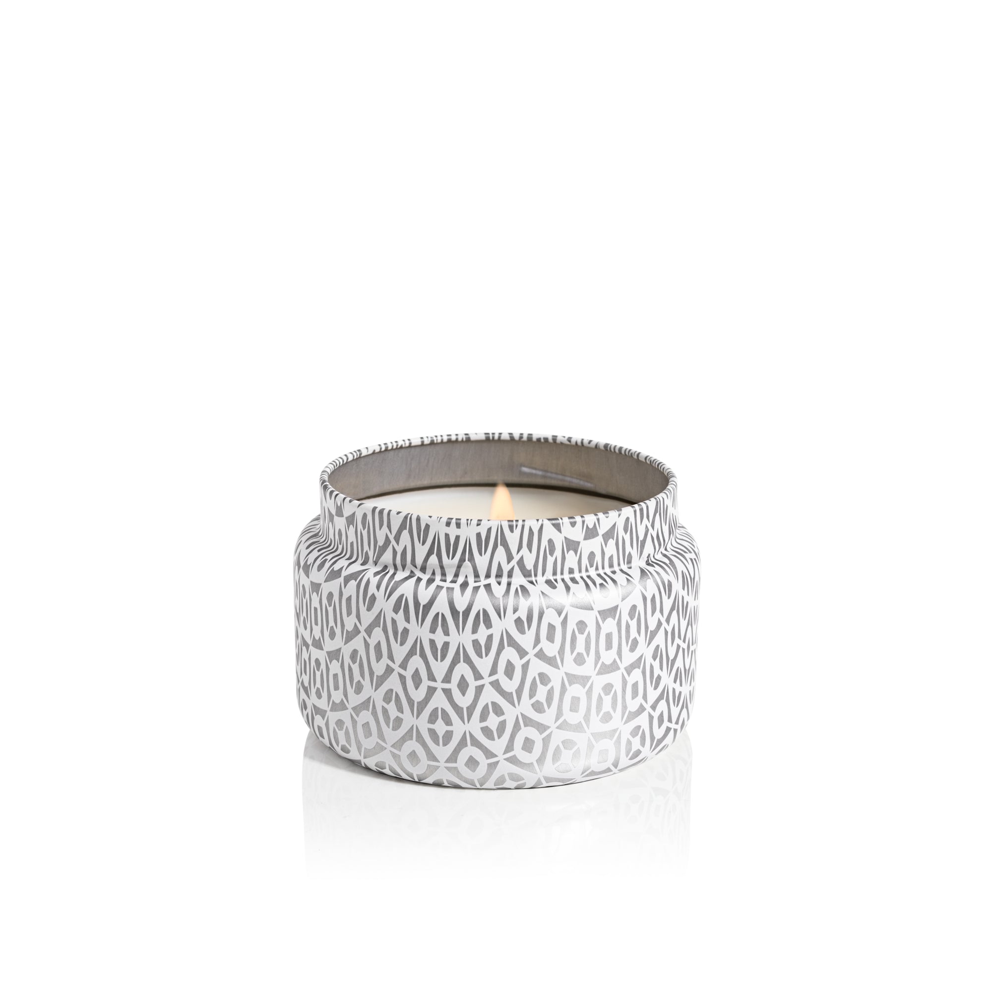 Volcano White Printed Travel Tin Candle