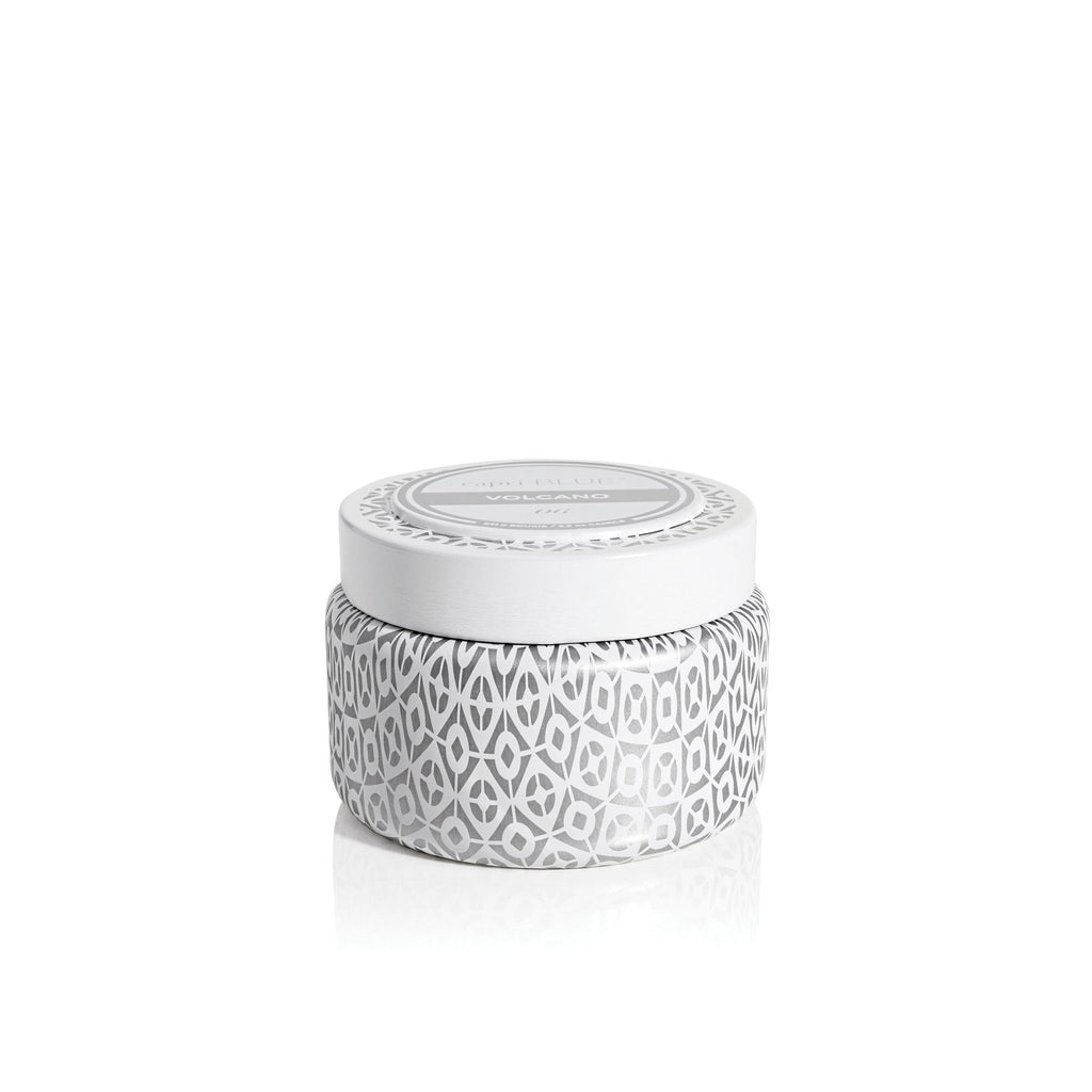 Volcano White Printed Travel Tin Candle